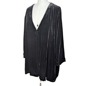 Ulla Popken black velvet cardigan, est. size 2XL; Whimsigoth, Witchy, Evening